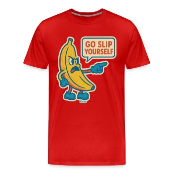Wütende Banane mit frechem Spruch - Männer Premium Bio T-Shirt - Rot - Vorne - Damien (186cm)
