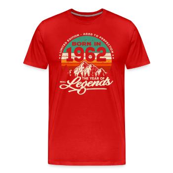 Legenden werden 1962 geboren - Männer Premium Bio T-Shirt - Rot - Vorne - Damien (186cm)