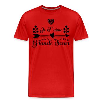 Je t'aime grande sœur. cadeau grande sœur. soeur. - T-shirt bio Premium Homme - rouge - Devant - Damien (186cm)