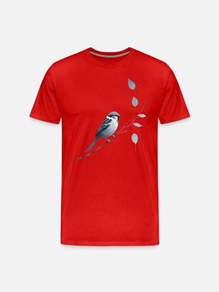 Sparrow on branch - Men's Premium Organic T-Shirt - red