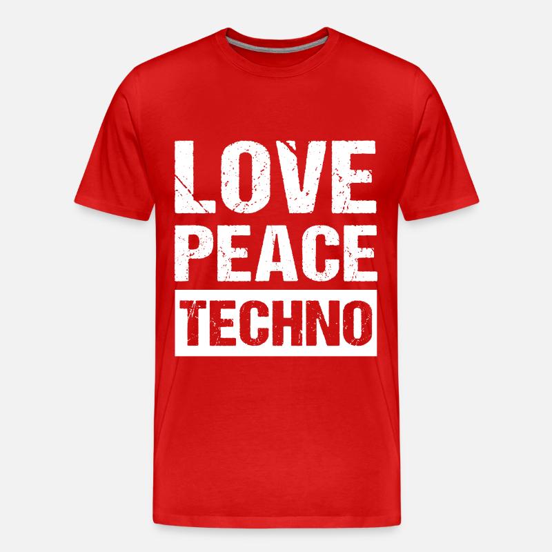 Love Peace Techno - Männer Premium Bio T-Shirt - Rot