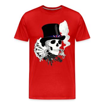 skull England - Männer Premium Bio T-Shirt - Rot - Vorne - Damien (186cm)