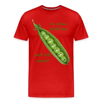 Erbsen isst man nicht - Männer Premium Bio T-Shirt - Rot - Vorne - Damien (186cm)