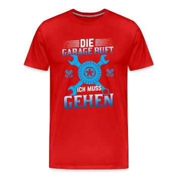 Garage Don't wait for me I'm in the garage - Men's Premium Organic T-Shirt - red - Front - Damien (186cm)