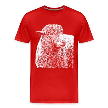 Merinoschaf Schafbock Groß Weis - Männer Premium Bio T-Shirt - Rot - Vorne - Damien (186cm)