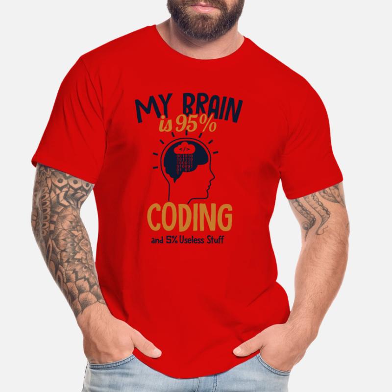 My Brain is 95% Coding Full Stack Coder Software Men's Premium Organic T-Shirt