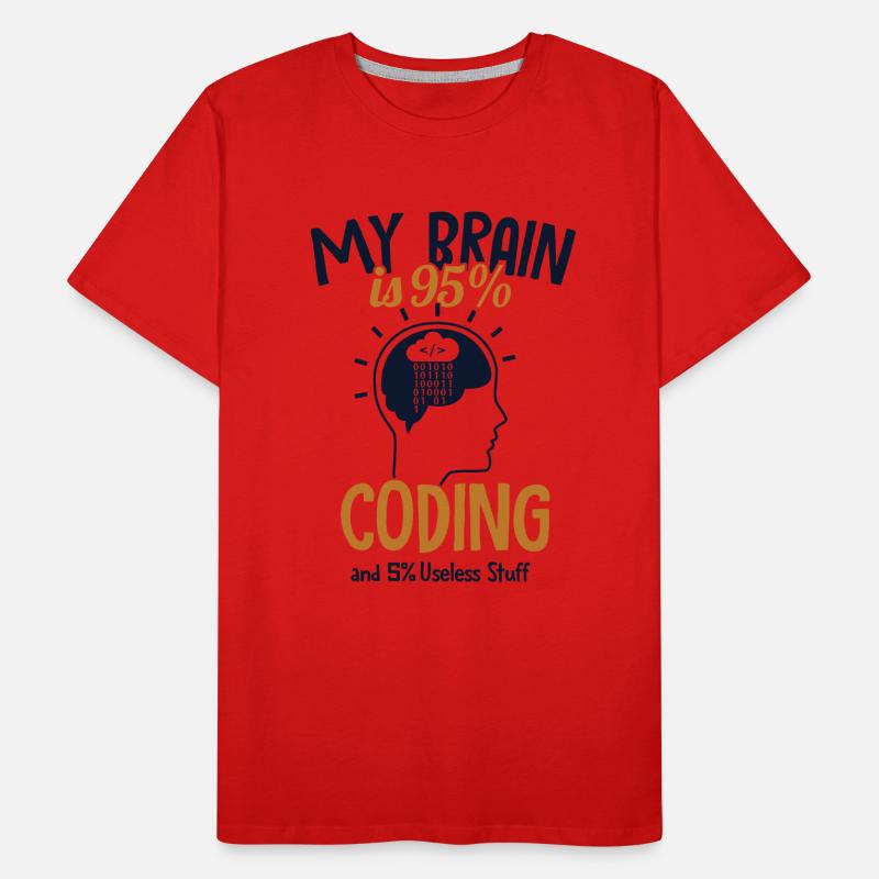 My Brain is 95% Coding Full Stack Coder Software Men's Premium Organic T-Shirt