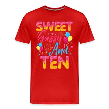 Sweet Sassy And Ten saupoudre un délicieux beignet - T-shirt bio Premium Homme - rouge - Devant - Damien (186cm)