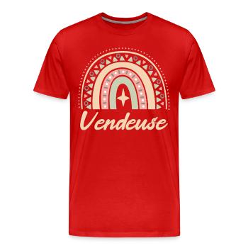 Cadeau Vendeuse. Boho Rainbow vendeuse. - T-shirt bio Premium Homme - rouge - Devant - Damien (186cm)