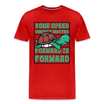 Speed Doesn't Matter Forward Is Forward - Men's Premium Organic T-Shirt - red - Front - Damien (186cm)