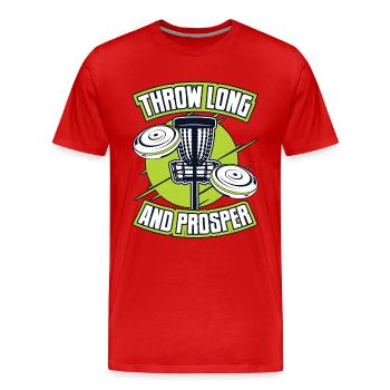 Throw Long And Prosper Basket Disc Disc Golfer - Men's Premium Organic T-Shirt - red - Front - Damien (186cm)