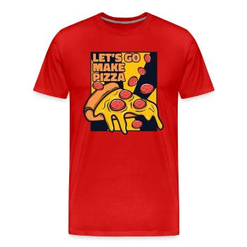Allons faire Pizza Plateau Pizza Pizza Four Pizza - T-shirt bio Premium Homme - rouge - Devant - Damien (186cm)