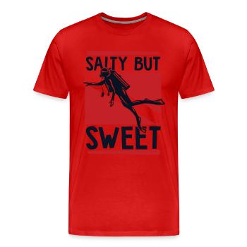 Salty But Sweet Diving Mask Diving Fins - Men's Premium Organic T-Shirt - red - Front - Damien (186cm)