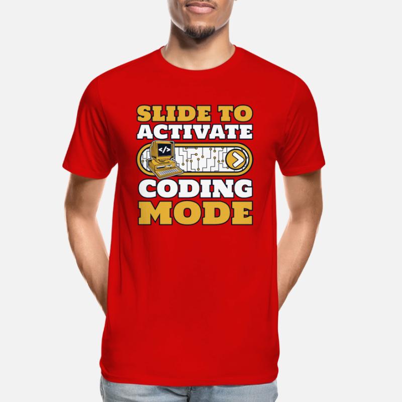Slide To Activate Coding Mode Developer Coder Men's Premium Organic T-Shirt