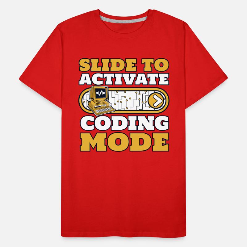 Slide To Activate Coding Mode Developer Coder Men's Premium Organic T-Shirt