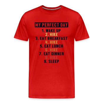 Randonnée Journée parfaite Randonnée Randonnée Randonnée en montagne - T-shirt bio Premium Homme - rouge - Devant - Damien (186cm)
