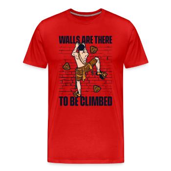 Walls Are There To Be Climbed Sport Climbing - Men's Premium Organic T-Shirt - red - Front - Damien (186cm)