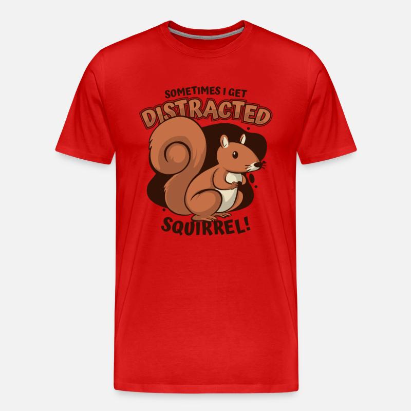 Sometimes I Get Distracted Grauhörnchen - Männer Premium Bio T-Shirt - Rot