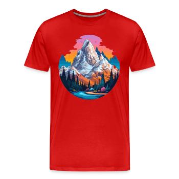Buntes Bergpanorama - Männer Premium Bio T-Shirt - Rot - Vorne - Damien (186cm)