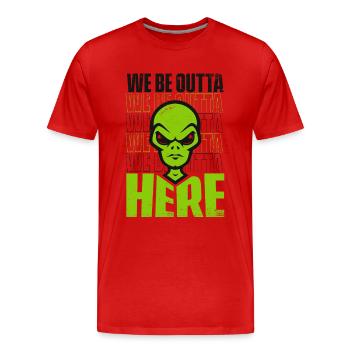 Nous sommes ici Conspiration extraterrestre OVNI - T-shirt bio Premium Homme - rouge - Devant - Damien (186cm)