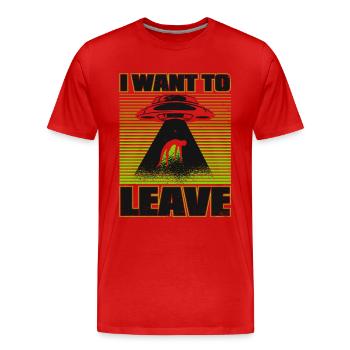 Je veux quitter la conspiration extraterrestre des ovnis - T-shirt bio Premium Homme - rouge - Devant - Damien (186cm)