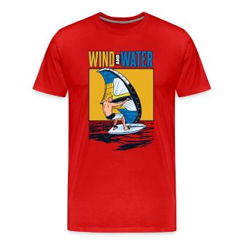 Wind And Water Surfer Surfer Water Sports - Men's Premium Organic T-Shirt - red - Front - Damien (186cm)