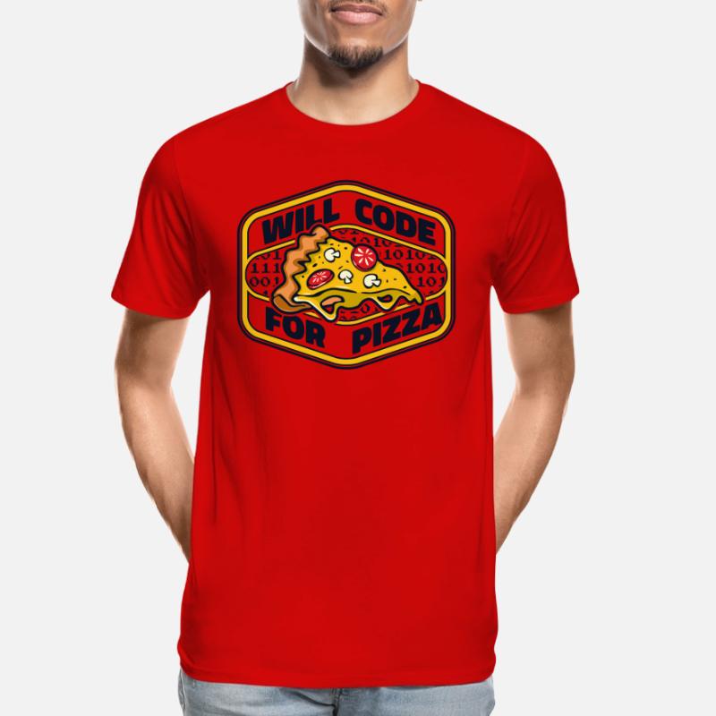 Will Code For Pizza Developer Coder Programmierer Männer Premium Bio T-Shirt
