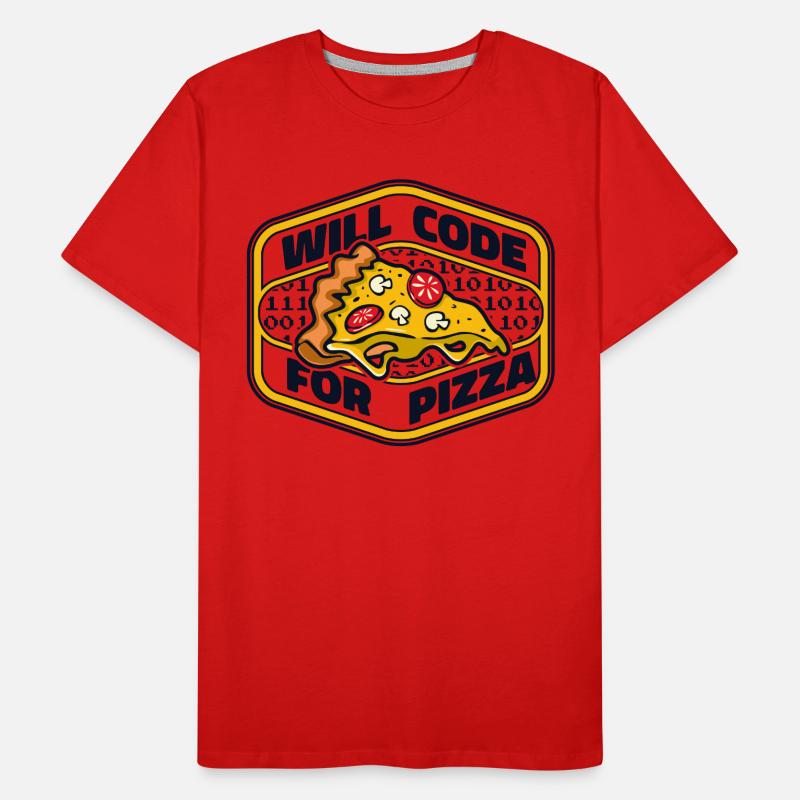 Will Code For Pizza Developer Coder Programmierer Männer Premium Bio T-Shirt