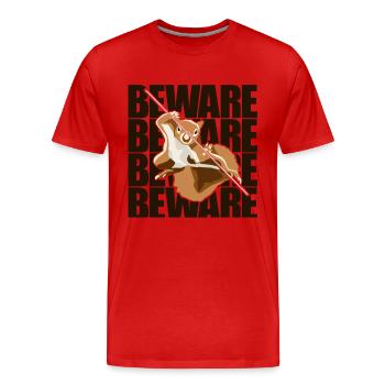 Attention Écureuil Gris Écureuil Renard Écureuil - T-shirt bio Premium Homme - rouge - Devant - Damien (186cm)