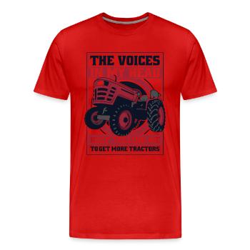 Voices In Head Telling Me Get More Tractors Bauer - Men's Premium Organic T-Shirt - red - Front - Damien (186cm)
