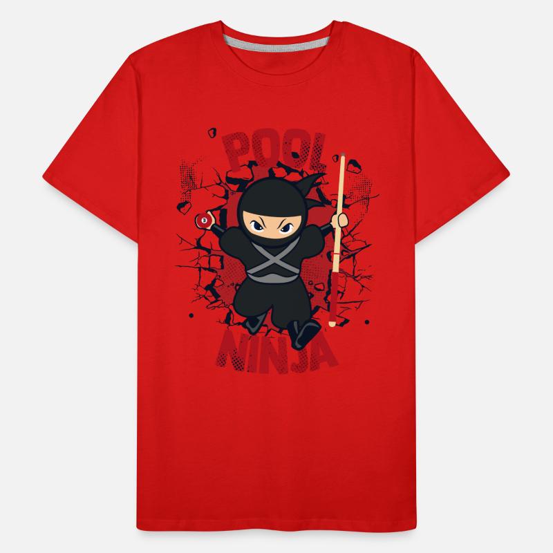 Pool Ninja Snooker Table de billard Billard Billard T-shirt bio Premium Homme