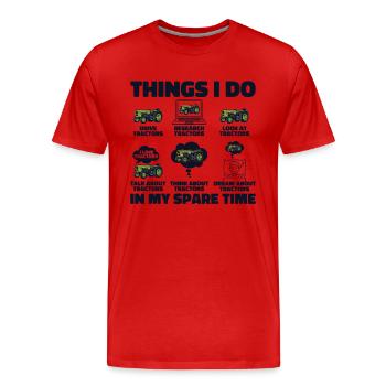Things I Do In My Spare Time Farmer Farming - Men's Premium Organic T-Shirt - red - Front - Damien (186cm)
