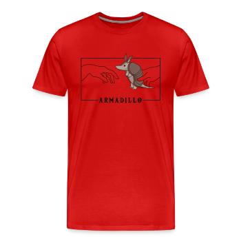 Michelangelo Création d’Adam Armadillo Rose - T-shirt bio Premium Homme - rouge - Devant - Damien (186cm)