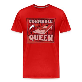 Cornhole Queen Plateau de jeu Pouf Professionnel - T-shirt bio Premium Homme - rouge - Devant - Damien (186cm)