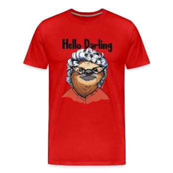Bonjour Darling Folivora Pilosa à gorge brune - T-shirt bio Premium Homme - rouge - Devant - Damien (186cm)