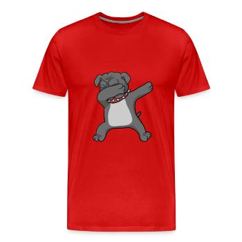 Bulldog Dab - dabbing bulldog - Männer Premium Bio T-Shirt - Rot - Vorne - Damien (186cm)