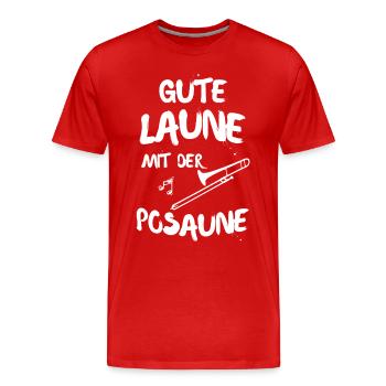 GUTE LAUNE MIT DER POSAUNE - Männer Premium Bio T-Shirt - Rot - Vorne - Damien (186cm)