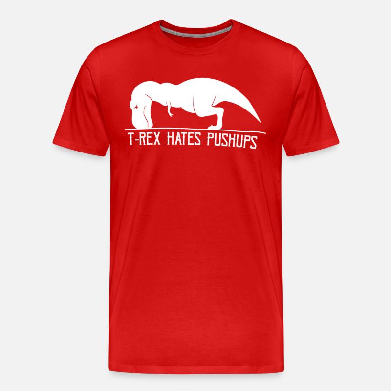 T-Rex don´t like Pushups - Männer Premium Bio T-Shirt - Rot