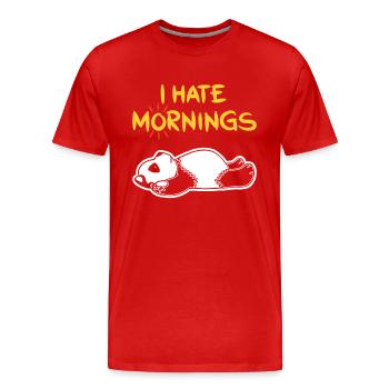 Je déteste Matins drôle Panda T-shirt | sentiment ours - T-shirt bio Premium Homme - rouge - Devant - Damien (186cm)