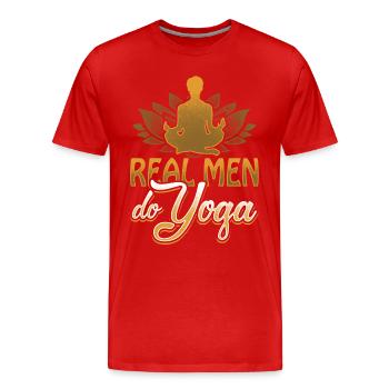 Real Men Do Yoga - Meditation Joga Yogi Geist - Männer Premium Bio T-Shirt - Rot - Vorne - Damien (186cm)
