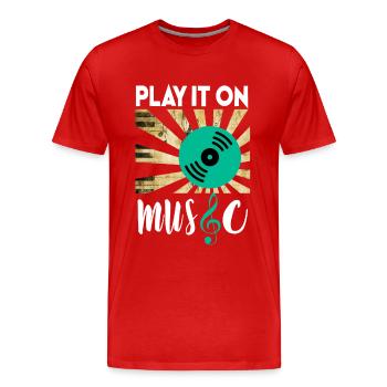 T-shirt il jeu avec de la musique ! - T-shirt bio Premium Homme - rouge - Devant - Damien (186cm)