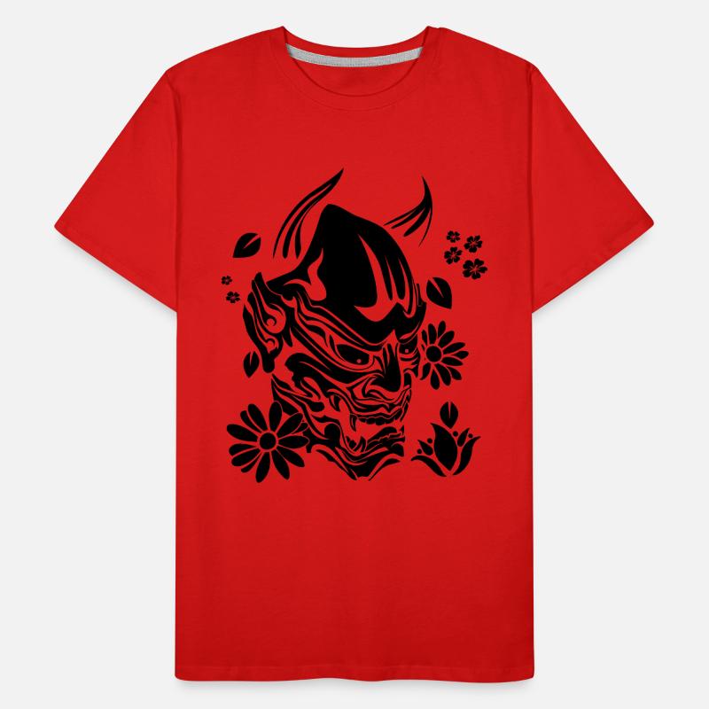 Diable avec des fleurs noires T-shirt bio Premium Homme