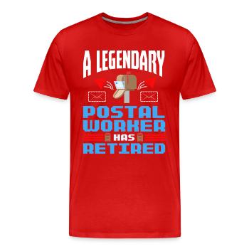 Postier Pension Post Retired Postal Worker - T-shirt bio Premium Homme - rouge - Devant - Damien (186cm)