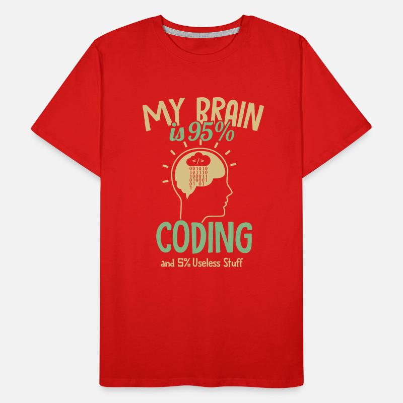 Mon cerveau est composé à 95% de codage Ingénieur T-shirt bio Premium Homme