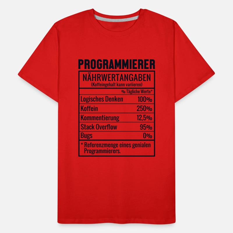 Programmierer Nährwertangaben Developer Coder Männer Premium Bio T-Shirt