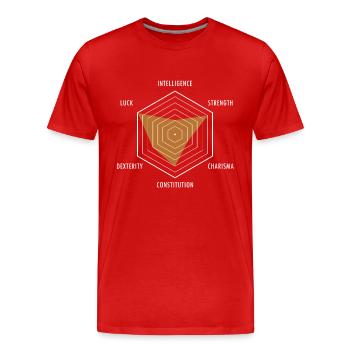 Stats du personnage PnP RPG Jeu de rôle Tabletop - T-shirt bio Premium Homme - rouge - Devant - Damien (186cm)