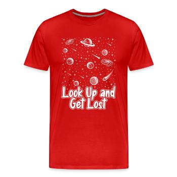Levez les yeux et perdez-vous Astronomie Photographe Cosmologiste - T-shirt bio Premium Homme - rouge - Devant - Damien (186cm)