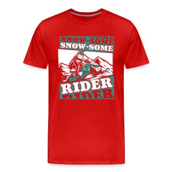Snow Some Rider Snowmobile Motorschlitten Fahrer - Männer Premium Bio T-Shirt - Rot - Vorne - Damien (186cm)