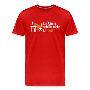 Ein Admin Schläft Nicht Er Root Admin - Männer Premium Bio T-Shirt - Rot - Vorne - Damien (186cm)