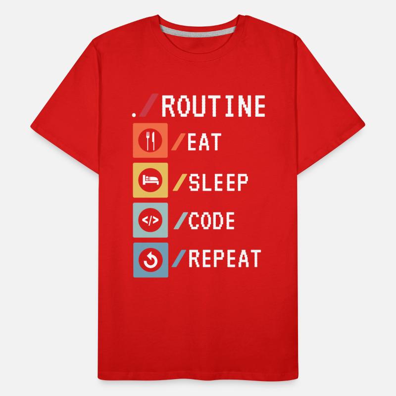 Routine Eat Sleep Code Repeat Developer Coder Männer Premium Bio T-Shirt